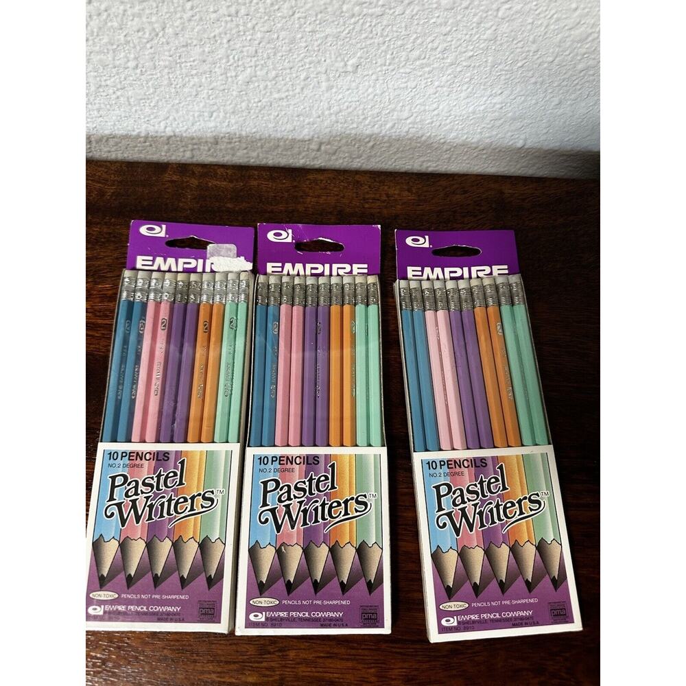 Vintage Empire Pastel Writers #2 Pencils (30 total) - New & Sealed 3 Packs